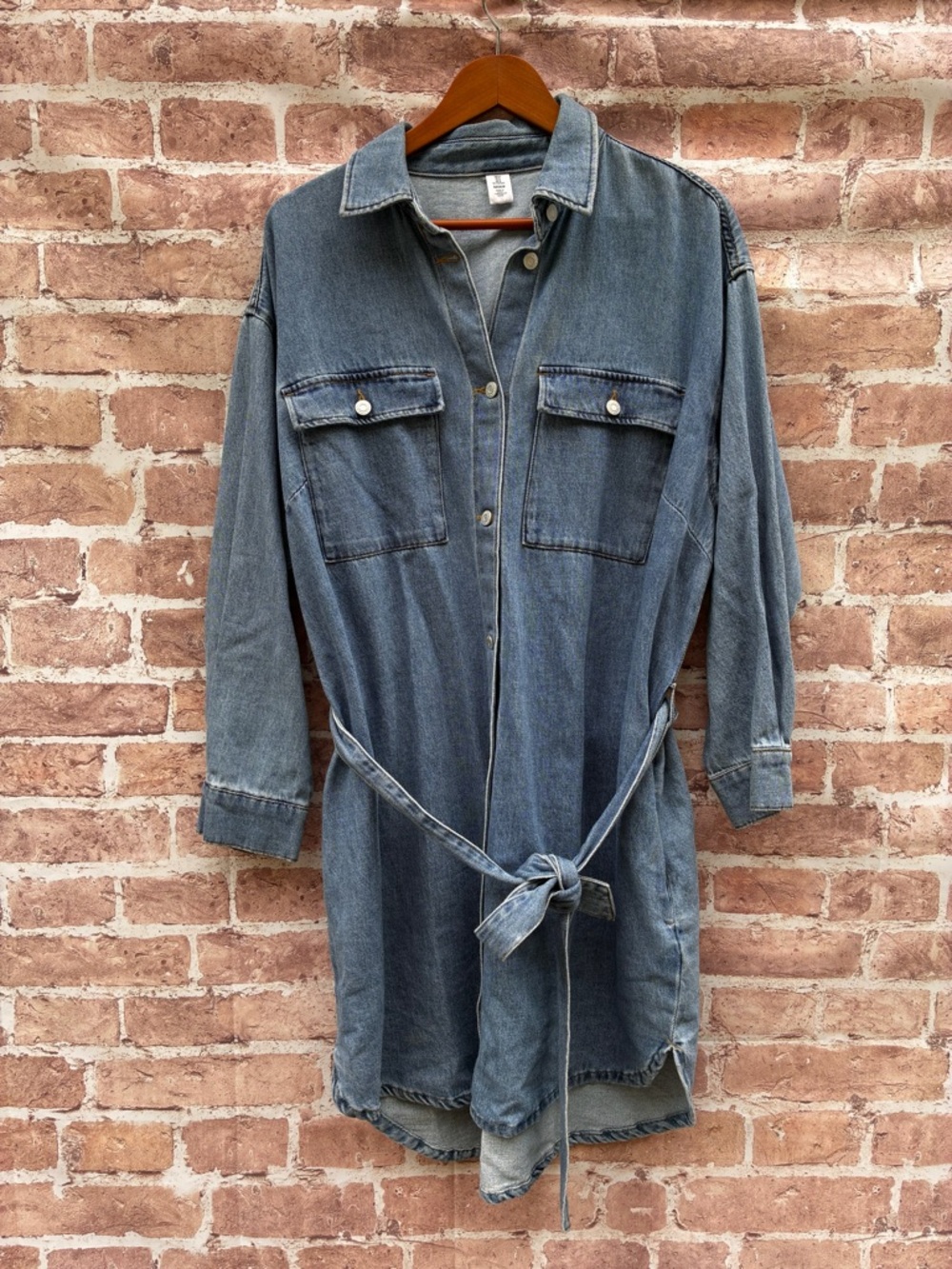 &Denim H&M size M Button-Up Shirt Dress with Tie Belt western classic - Picture 2 of 7
